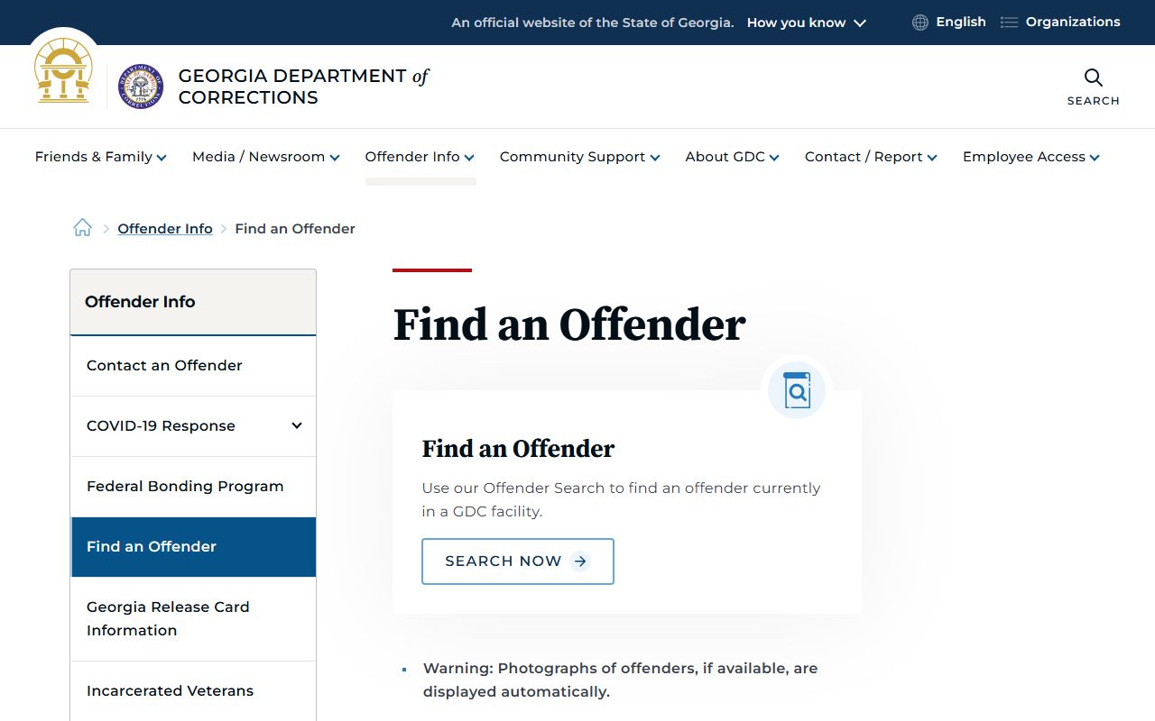 GDC Find an Offender page for Whitworth Women's Facility inmate search